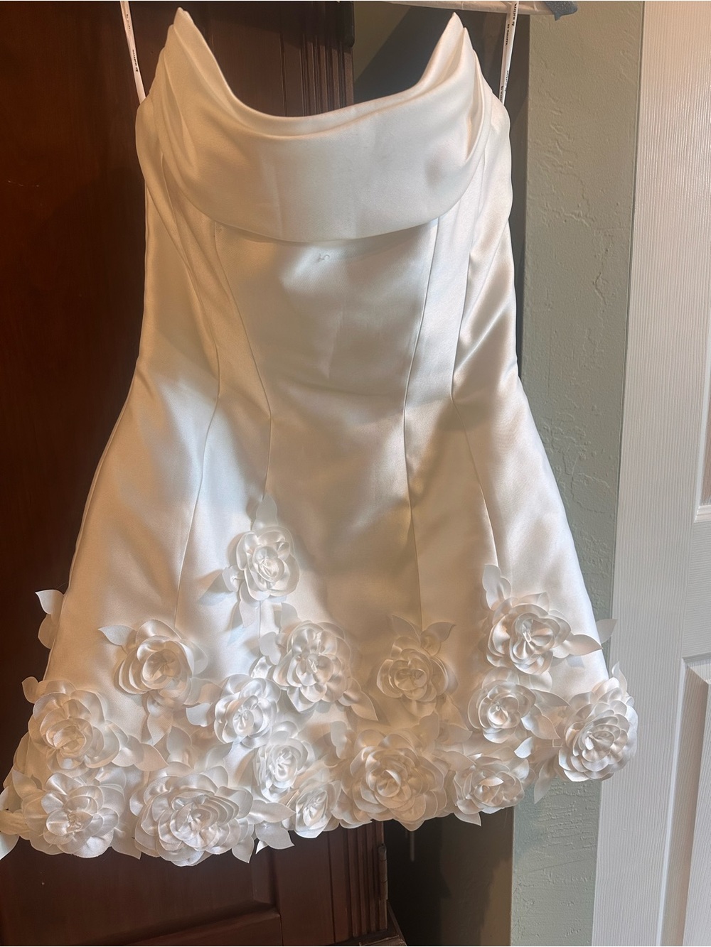 Watters White Strapless Floral-Appliqué Mini Dress-Worn Once - Picture 3 of 6